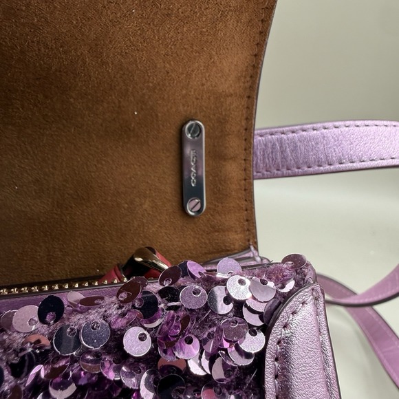 Coach Women's Morgan Square Sequin Crossbody Lilac Bag - Picture 6 of 8